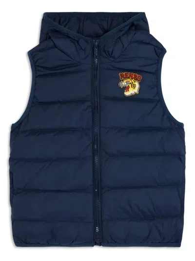 Kenzo Kids' Logo-patch Gilet In Blue
