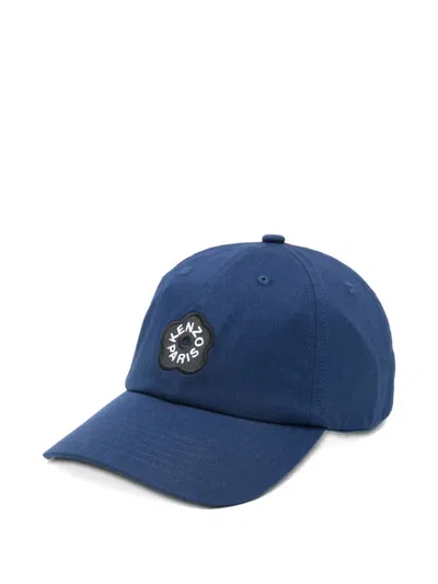 Kenzo Logo-patch Hat In Blue