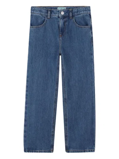 Kenzo Kids' Logo-patch Jeans In Blue
