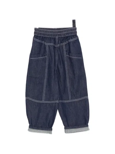 Kenzo Kids' Logo-patch Jeans In Blue