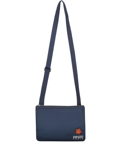 Kenzo Logo-patch Shoulder Bag In Blue