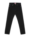 Kenzo Drawn Varsity Straight-leg Jeans In Black