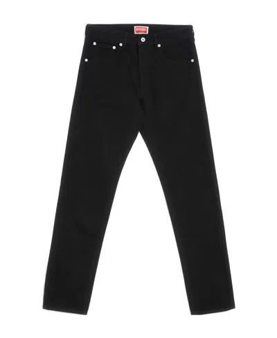 KENZO KENZO LOGO PATCH STRAIGHT-LEG JEANS