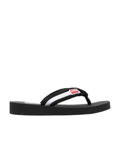 KENZO KENZO LOGO PATCH STRIPED SLIP-ON FLIP FLOPS