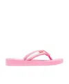 Kenzo Logo-patch Striped Flip Flops In Pink