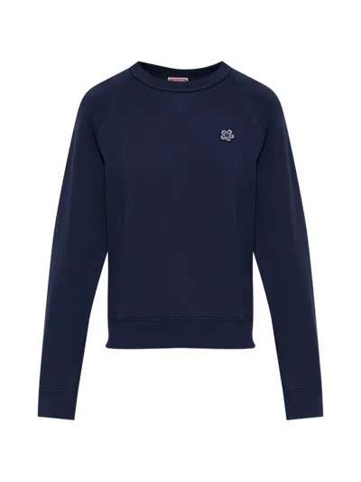 Kenzo Cotton Crew Neck Sweatshirt Long Sleeves In Blue