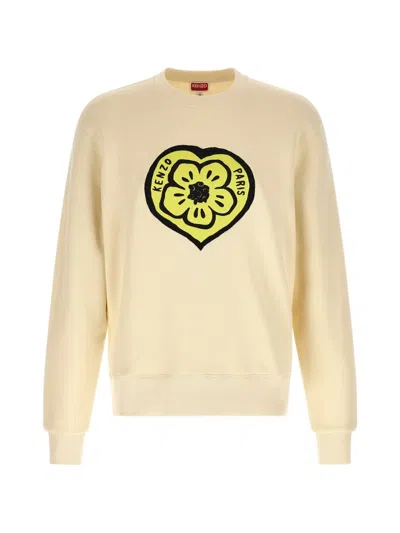Kenzo Boke Heart Classic Sweatshirt Beige In Yellow