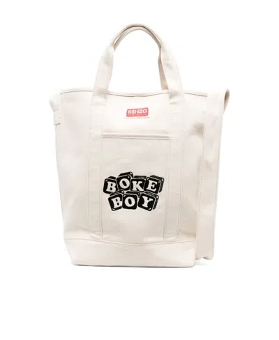 Kenzo Logo-patch Tote Bag In White