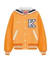 Kenzo Orange  Paris Embroidered Varsity Jacket In Orange