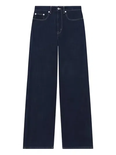 Kenzo Logo-patch Wide-leg Jeans In Blue