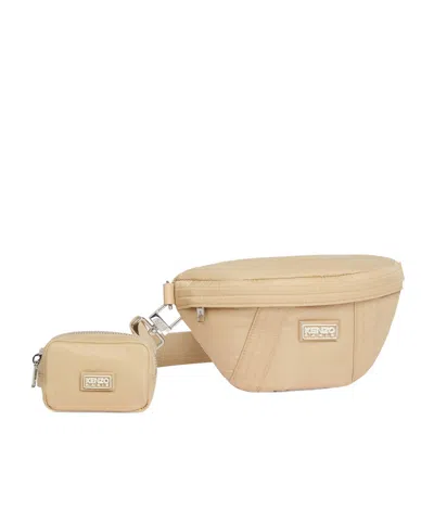 Kenzo Logo Patch Zipped Belt Bag In Nude