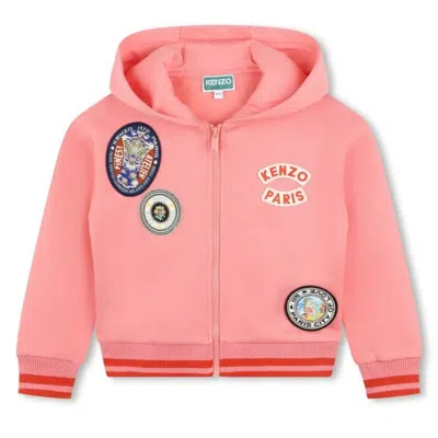 Kenzo Logo Patches Zip Up Jacket In Pink