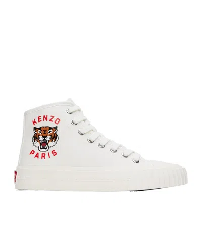 Kenzo Logo Pattern High Upper Board Shoes In White