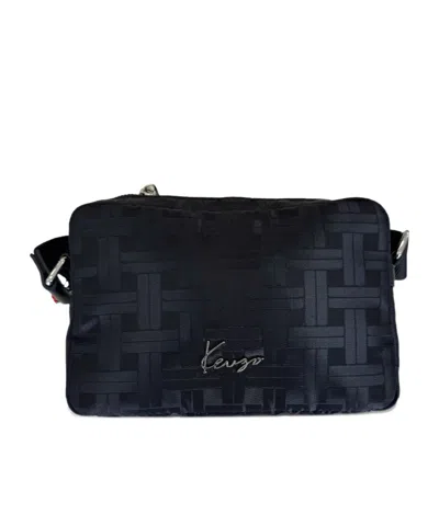 Kenzo Geometric Woven Shoulder Bag In Blue