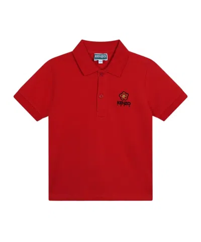 Kenzo Boke Flower Organic Cotton Polo Shirt In Red