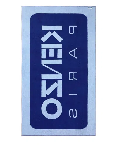 Kenzo Logo-print Beach Towel In Blue