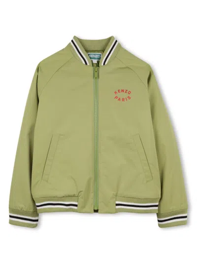 Kenzo Kids' Logo-print Bomber Jacket In 绿色
