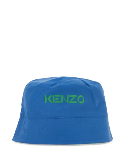 Kenzo Kids' Logo-print Bucket Hat In Blue