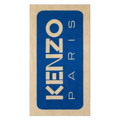 Kenzo Logo Print Cotton Beach Towel In Blue
