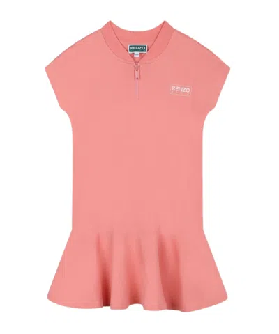 Kenzo Logo-print Cotton Dress In Pink