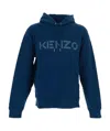 Kenzo Logo-print Cotton Hoodie In Blue