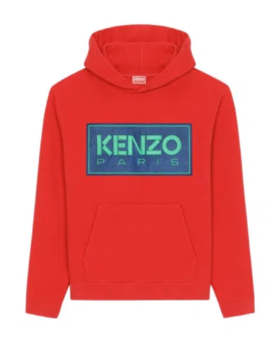 Kenzo Logo-print Cotton Hoodie In Red