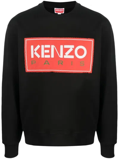 Kenzo Logo-patch Crew-neck Sweatshirt In Black