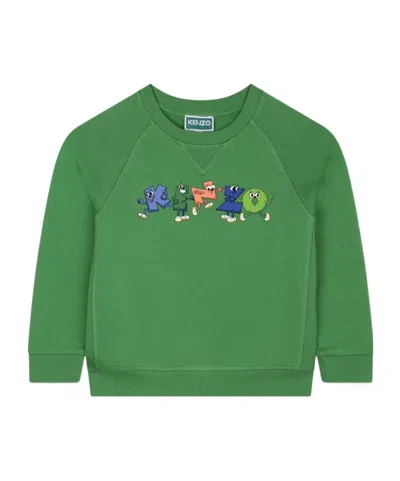 Kenzo Kids' Logo-print Cotton Sweatshirt In Green