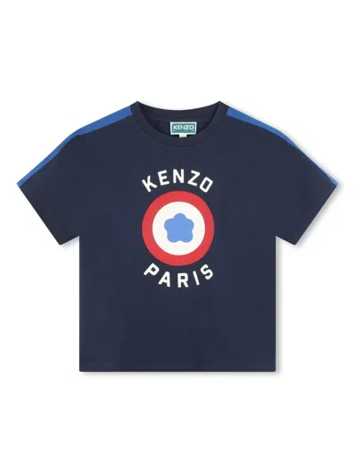 Kenzo Kids' Logo-print Cotton T-shirt In Blue