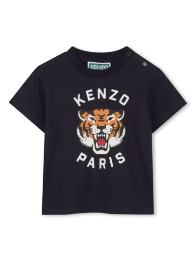Kenzo Babies' Logo-print Cotton T-shirt In Blue
