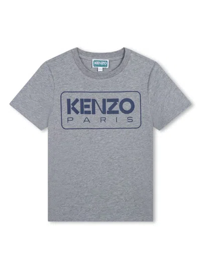 Kenzo Kids' Logo-print Cotton T-shirt In Grey Marl