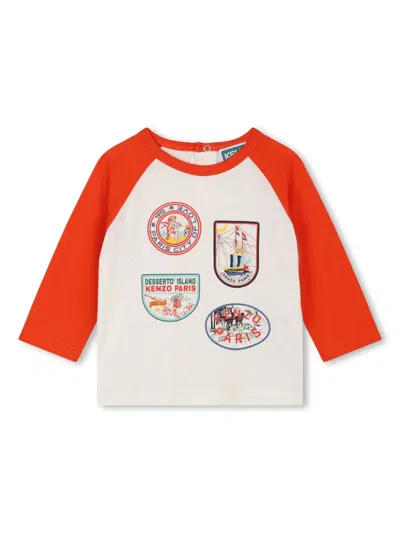 Kenzo Babies' Logo-print Cotton T-shirt In White