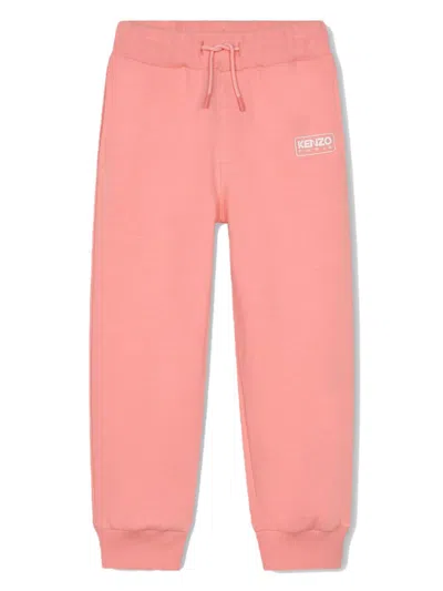 Kenzo Kids' Logo-print Cotton Track Pants In Pink