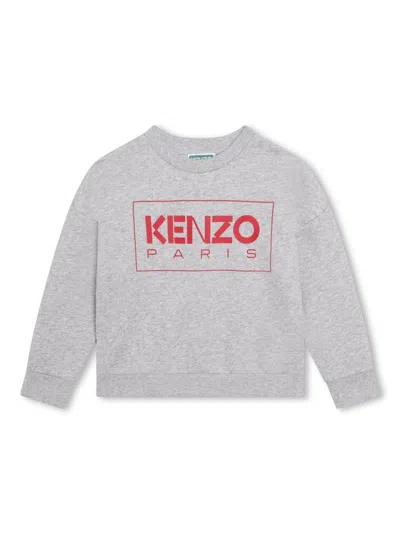 Kenzo Kids' Logo-print Crew-neck Sweatshirt In Grey