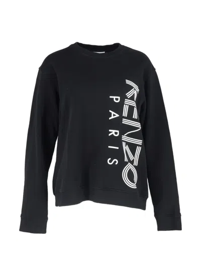 Pre-owned Kenzo Logo-print Crewneck Sweater In Black