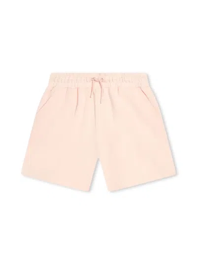 Kenzo Kids' Logo-print Drawstring Fleece Shorts In Pink