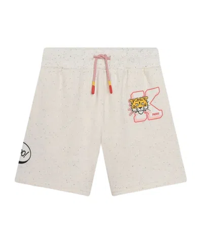 Kenzo Kids' Logo-print Drawstring Shorts In White