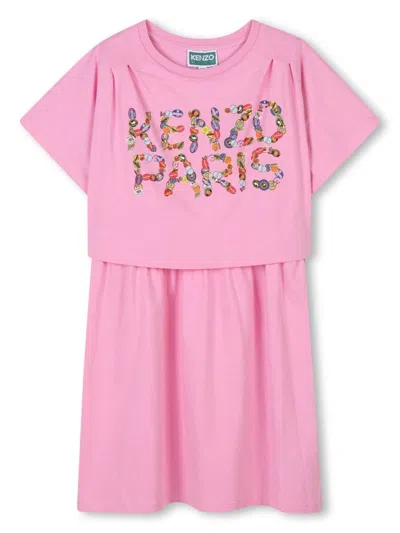 Kenzo Kids' Logo-print Dress In Pink