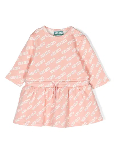 Kenzo Babies' Logo-print Flared Dress In Pink