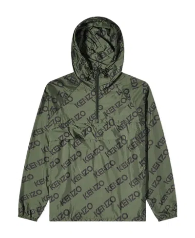 KENZO KENZO ALLOVER LOGO PRINTED HALF-ZIPPED JACKET