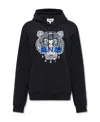 Kenzo Tiger Logo-embroidered Hoodie In Black