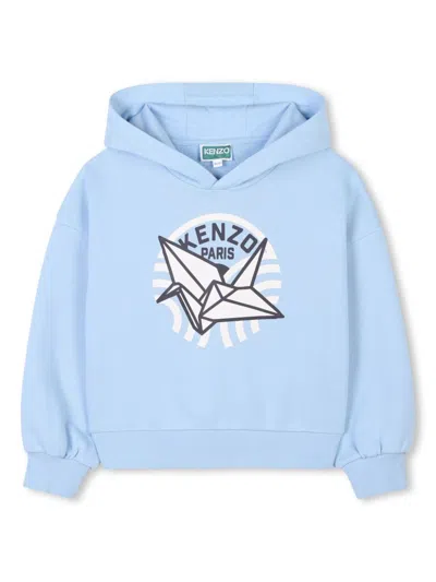 Kenzo Kids' Logo-print Hoodie In Blue