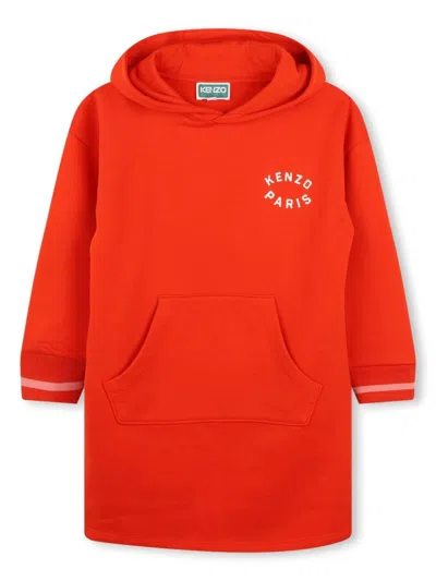 Kenzo Kids' Logo-print Hoodie Dress In Red