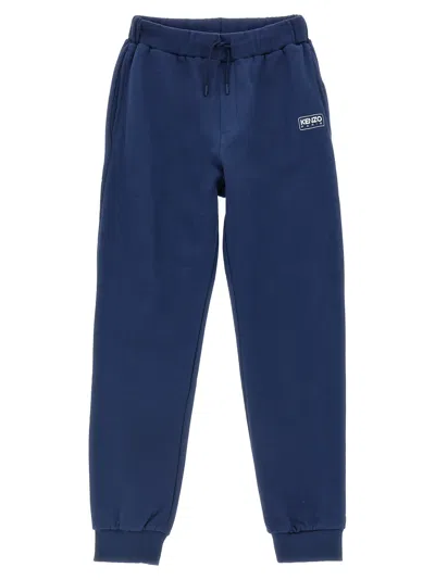 Kenzo Kids' Logo Print Joggers In Blue