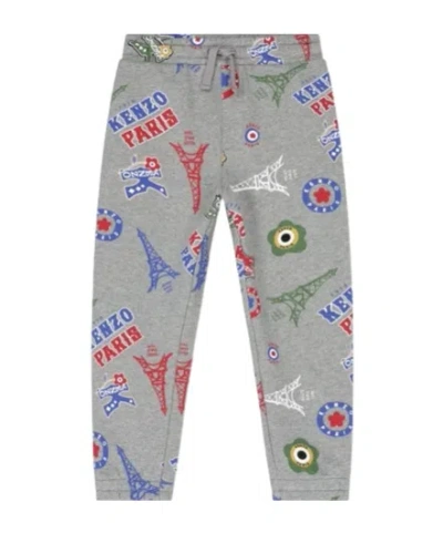 Kenzo Kids' Logo-print Joggers In Gray