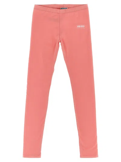 Kenzo Kids' Logo Print Leggings In Pink