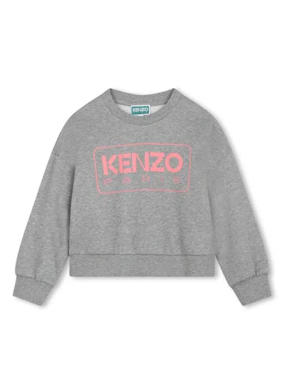 Kenzo Kids' Logo-print Mélange-effect Sweatshirt In Grey