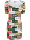 Kenzo Logo-print Minidress In Grün