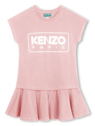Kenzo Kids' Logo-print Organic Cotton Dress In Pink