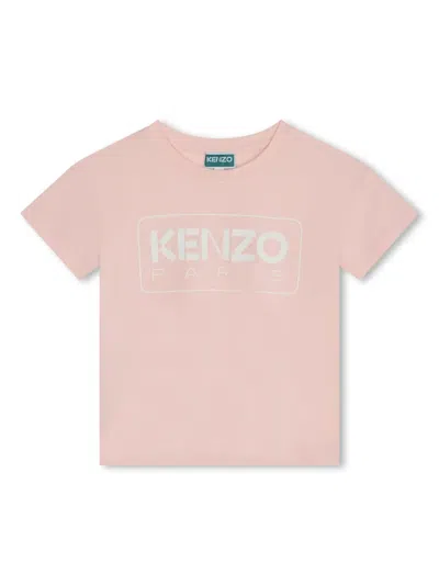 Kenzo Kids' Logo-print Organic Cotton T-shirt In Pink